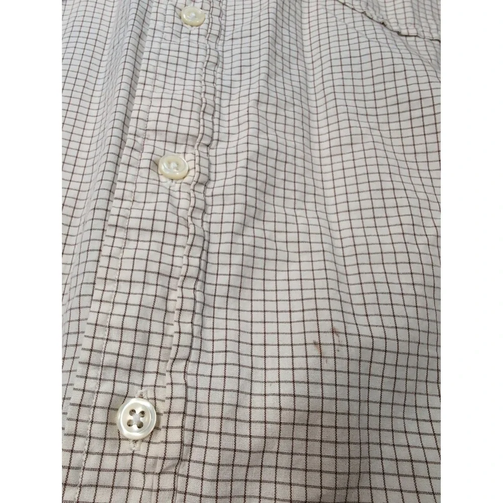 Polo Ralph Lauren Mens XL Short‎ Sleeve Button Down Shirt Tan Brown Check Cotton